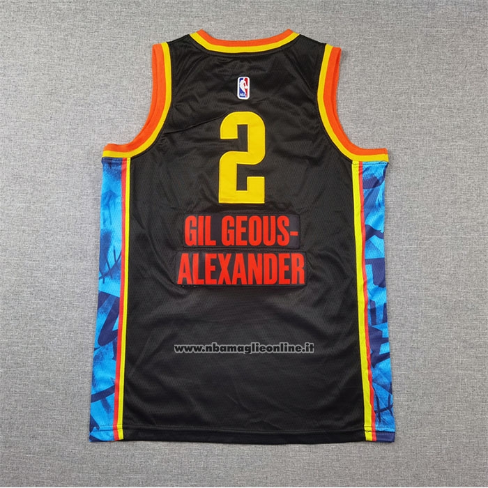 Maglia Bambino Oklahoma City Thunder Shai Gilgeous-Alexander #2 Citta 2024-25 Nero